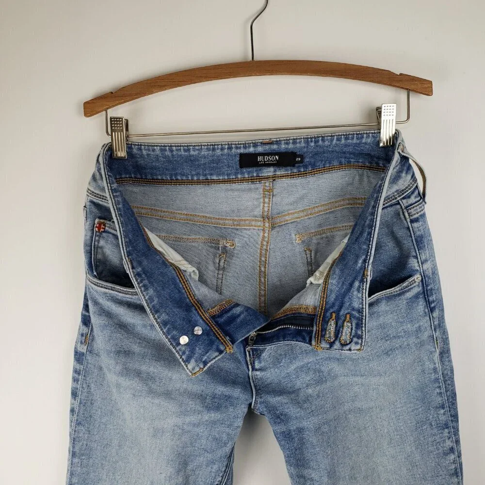 Hudson Beth Motion Jeans Mid Rise Bootcut Flap Pocket Blue Denim Womens 29 - Picture 5 of 9